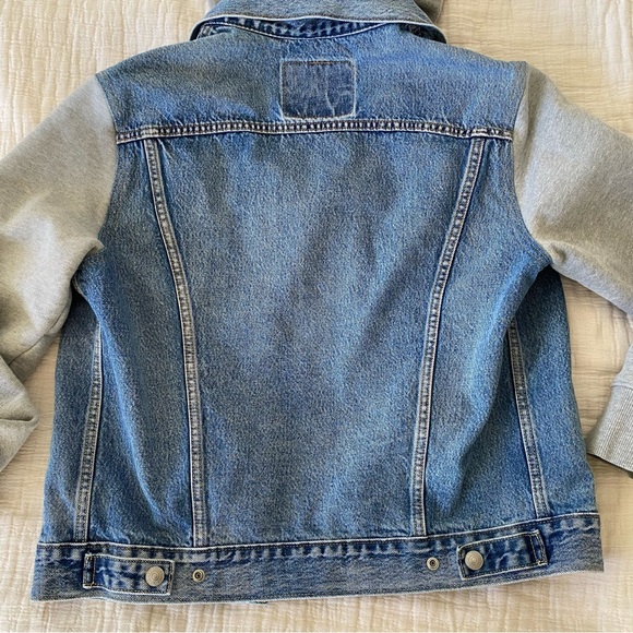 Levi’s Women's Hybrid Denim Hoodie Trucker Jacket Blue Gray 100% Cotton size S - Picture 9 of 10